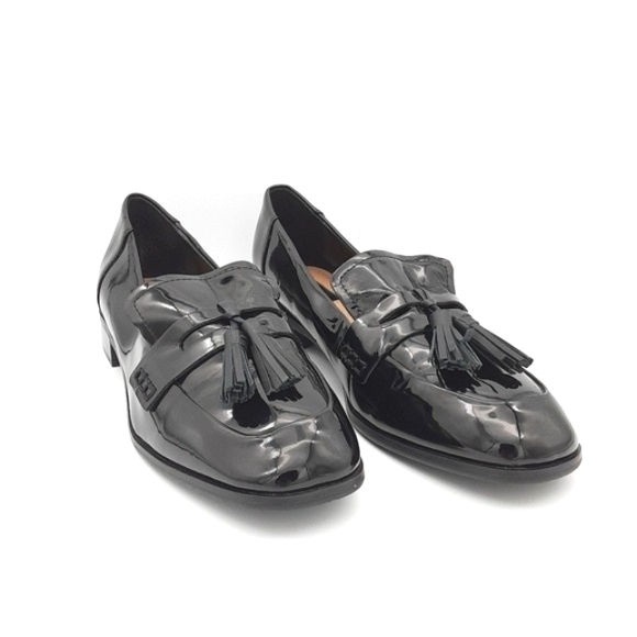 Tahari Tina tassel loafers shiny black patent leather low heel slip on w… - Picture 1 of 12